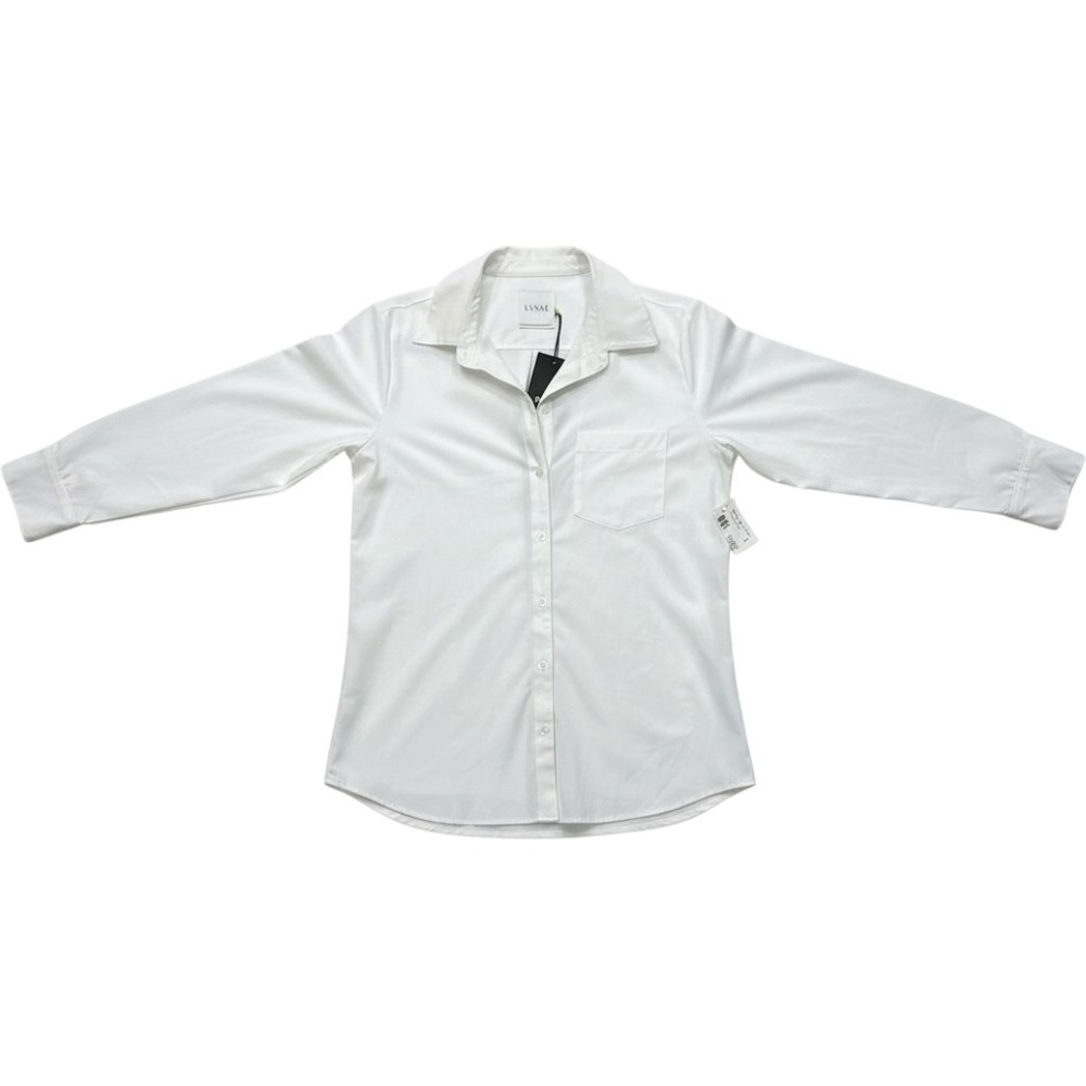 Lysse Schiffer Button Down Shirt Womens S White NEW Stretch Microfiber Top